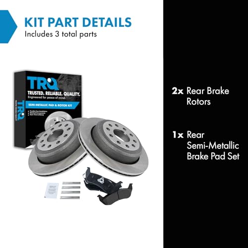 Image of TRQ Rear Brake Pad and Rotor Set Semi Metallic Vented Rotors | For 2003-2004 Lincoln Town Car