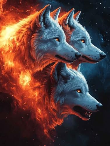 Diamond painting loup grand format 60x80 cm pour broderie diamant adulte