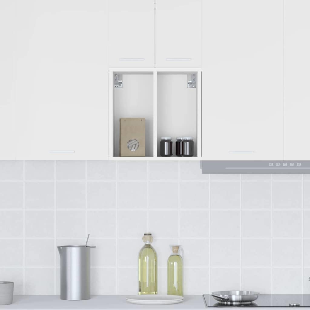 Hängeschrank Weiß aus Holzwerkstoff 40 x 29,5 x 40 cm mit viel Stauraum für Küche, moderner Wandschrank ideal als Vorratsschrank, Organizer für Geschirr, Teller, Tasse und Besteck