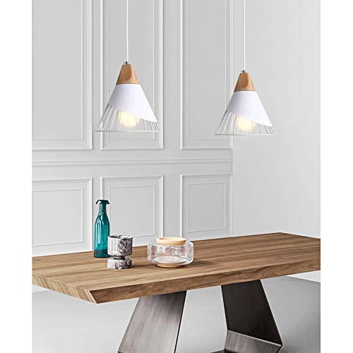 Lampe suspendue macaron E27 lustre en bois et métal