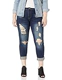 COVER GIRL Women's Ripped Torn Distressed Repaired Patched Slim Fray Skinny, Dark Vintage, 15
