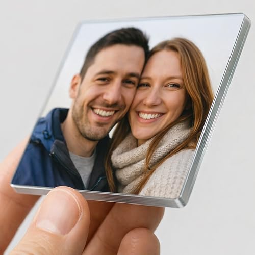 Image of Custom Acrylic Magnet Set (3mm Thick, 3x3 inch) Perfect Unique Gift for Valentine, Birthday, Anniversary, Chrismas, Home Decor Personalized Photo Memory Fridge Magnets (Pack of 6)