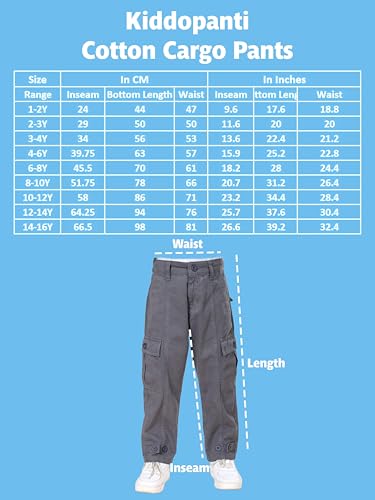 Image of Boys Cotton Full Length Front Cut Sew Cargo Pant with Bottom Tab