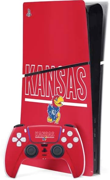 Skinit Decal Gaming Skin Compatible with PS5 Slim Digital Edition Bundle - Officially Licensed University of Kansas Jayhawks Mascot Outline Design