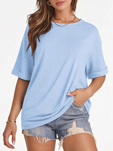 Image of ATHMILE Womens Oversized T Shirts Summer Tops Spring Casual Loose Fit Workout Short Sleeve 2026 Beach Vacation