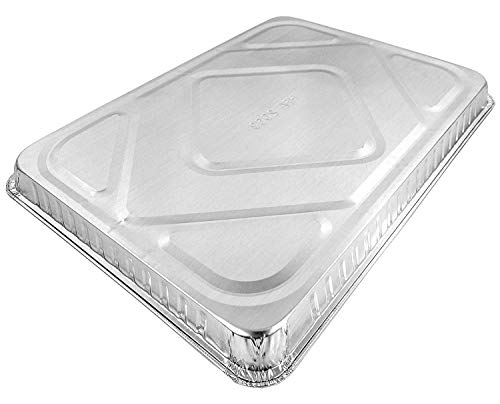 Half-12-Size-Sheet-Cake-Aluminum-Foil-Baking-Pan-wClear-Low-Dome-Lid-Pack-of-50-Sets