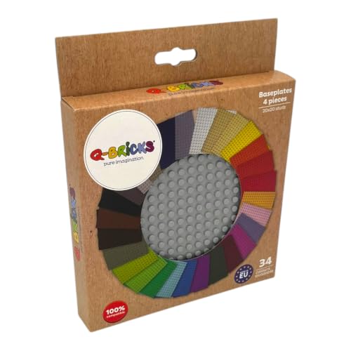 Image of Classic Baseplate - Building Kit for Toddlers & Kids - 20 x 20 Studs - 6.3 x 6.3 inches - Pack of 4 Baseplates - Compatible with Major Brands