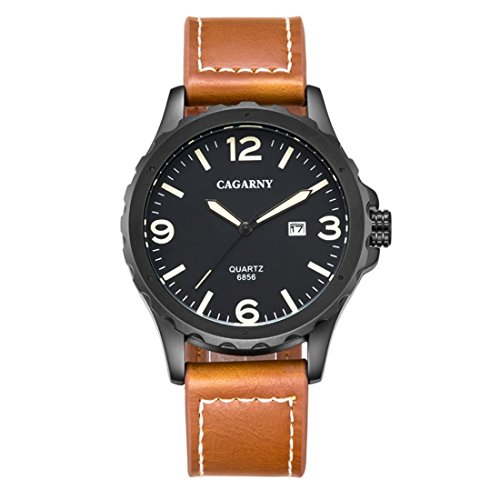 Montre quartz homme LULI au design unique et finitions soignées en cuir marron