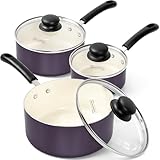 MICHELANGELO Nonstick Sauce Pan with Lid, Ceramic Saucepan Set, Non Toxic Small Saucepans Sets with...