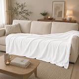 HOMEYA Manta de Franela para Cama 135/150/180, Blanco Roto