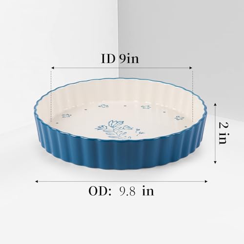 Wisenvoy Pie Pan Tart Pan Quiche Ceramic Pie Dish Pie Plate Tart Pans 9 inch Deep Dish Pie Pan Quiche Pan - Image 5