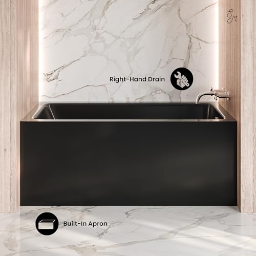 Image of Voltaire 54 x 30 Skirted Right Drain Soaking Apron Bathtub in Glossy Black