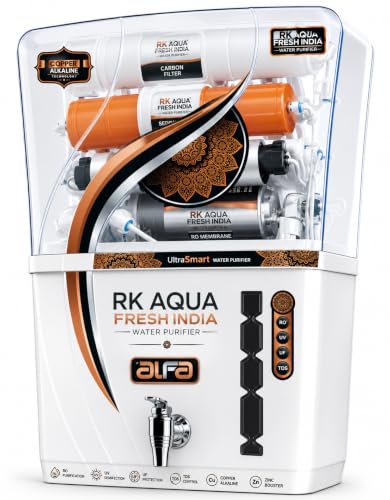 Image of Rk Aqua Fresh India Altis White (Ro+uv+uf+Alkaline,zinc,copper+Tds Adjuster) Ro Water Purifier (RO+UV+UF+COPPER+ZINC+CALCIUM+TDS ADJUSTER) Best For Home /Office Purpose | 15LPH | (Alfa-White)