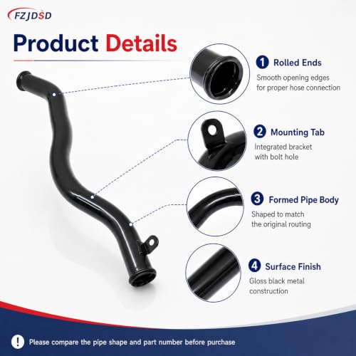 Image of FZJDSD 1PC Water Inlet Pipe and O-Rings 254602G201 Compatible with Hyundai Santa Fe Sonata Tucson 2010-2021 Compatible with Kia Forter Optima Sorento Fit for Sportage 2010-2021 2.0L 2.4L #25460-2G201
