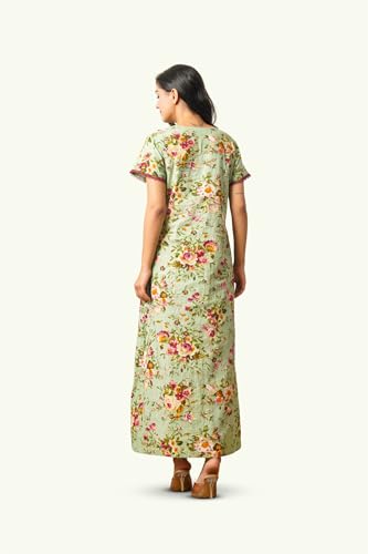 Image of NIHSAMAH Cotton Nighty for Women - Printed Stylish Night Gown, Comfortable Sleepwear Long Nightwear, Maxi