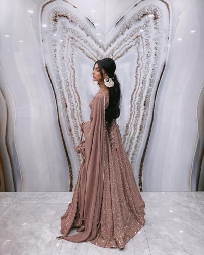 Image of JIHU CULTURE Georgette Sequence Lucknowi Embroidery Work Semi sttiched Lehenga choli set for women