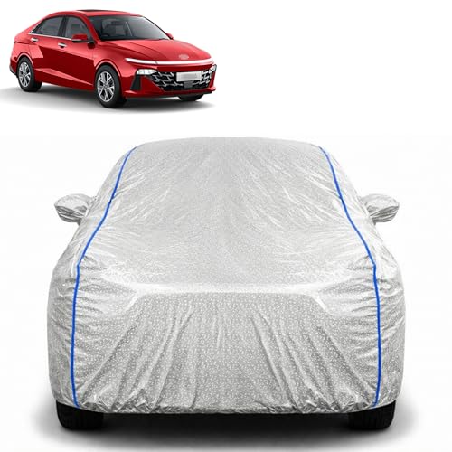 Image of Waterproof Car Cover for Hyundai New Verna | All Weather Protection | UV Resistant & Dustproof | Soft Cotton Lining to Prevent Scratches | Triple Stitched with Mirror Pockets & Elastic Hem