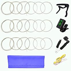 Classical Guitar Strings 3 Full Sets Clear Nylon with Tuner, 3 in 1 Restringing Tool, Capo, Music Book Clip, Cleaning Cloth - Les Beatles, Paul McCartney, John Lennon, RIngo Starr, George Harrison
