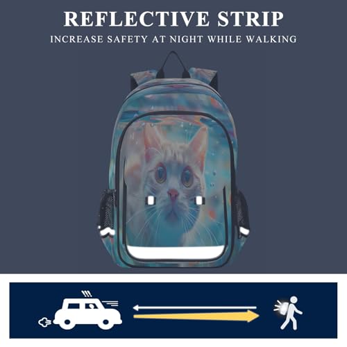 Sac à dos d'école grand volume imprimé chat taille unique mixte - 5
