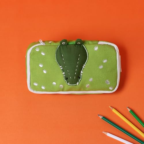 Image of abracadabra Multi-Utility Pouch, Pen & Pencil Case for Girls & Boys, Pencil Case Organizer, School Accessories Pouch, Stationary Storage, Large Stationary Pouch, Pencil Box for Student - Crocodile