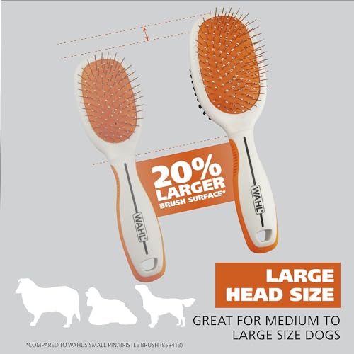 Image of Wahl Premium Pet Double Sided Pin Bristle Brush with Patented Stacked Pin Design for Dogs - Removes Loose Hair & Stimulates the Skin while Creating a Soft Coat Shine - Model 858501