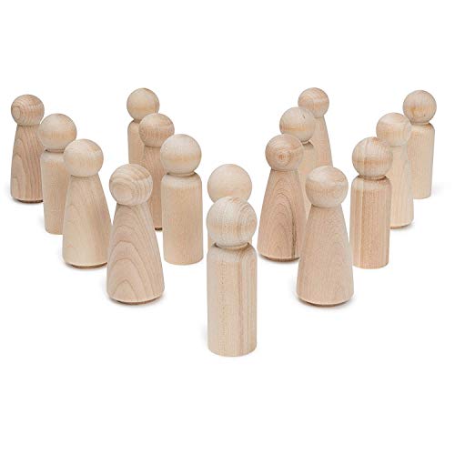 Wooden Peg Dolls 3-Â½â€ 10 Mom & 10 Dad Set Unfinished Birch Wooden Figures for People Crafts Kids & Wedding Cake Toppers by Woodpeckers