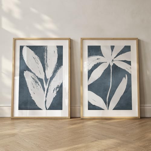Image of COLOSSAL ART HOUSE Set of 2 botanical wall art paintings for living room & wall painting for bedroom wall decor - (10x13 Inch framed poster, Paintings for home decor)