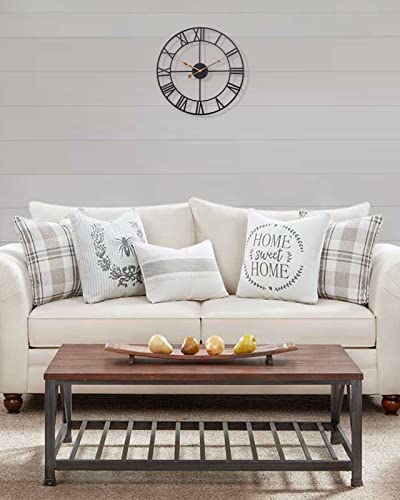 Wall Clock For Living Room Decor, Silent Battery Operated Wall Clocks With Roman Numerals, 14 Inch Large Vintage Decorative Farmhouse Metal Indoor Outdoor Clock For Bedroom, Kitchen, Patio - Black #TOP2
