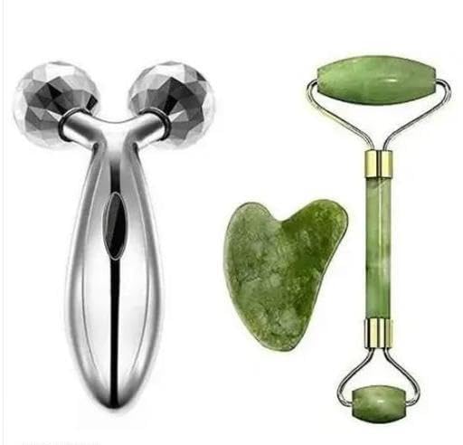 Manual Non Electric Face Body Roller Massager, 3D Roller Face Massager with Anti Aging 100% Natural Jade Facial Roller Healing Slimming Massage AAD-P246-image-32