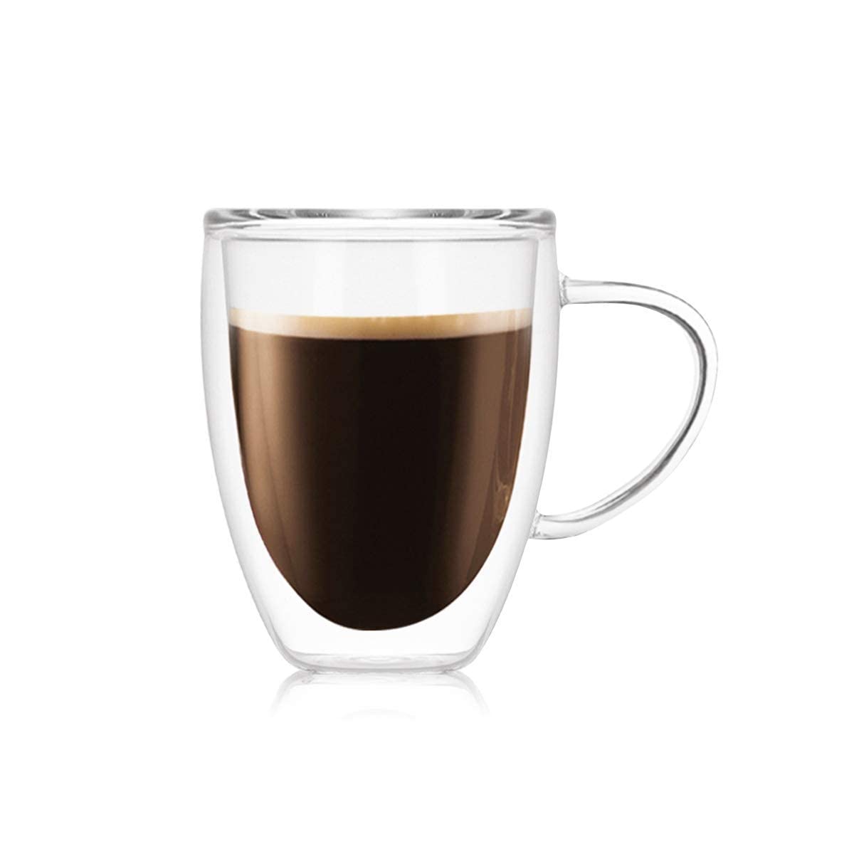 BLAGO Double Wall Transparent Clear Heart Shape Cup, Tea Coffee Heart Mug with Convenient Solid Handle, Glass Coffee Tea Cups, for Warm and Cold Beverage, 350 ML, Coffee Tea Cup (Pack of 1)