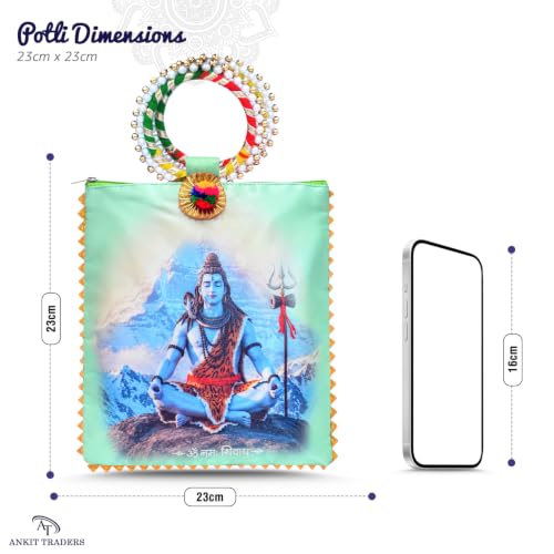 Image of Women Potli Bags Pack of 24 | Shivji Printed Gifting Potli with Zip & Bangle Handle | Traditional Shagun Return Gifts