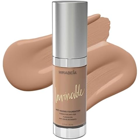 Mirabella Invincible For All HD Liquid Foundation - Anti-Aging Full Coverage Liquid Face Makeup - Moisturizing, Hydrating & Lightweight Foundation for All Skin Types (Dark V, Original Packaging) Cover