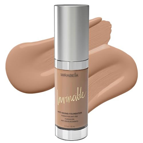 Mirabella Invincible Anti-Aging Full Coverage Hd Liquid Foundation, Dark V - Moisture-Rich Formula Minimizes Acne, Fine Lines & Wrinkles For Smoother & Brighter Skin - Paraben-Free & Cruelty-Free #TOP23