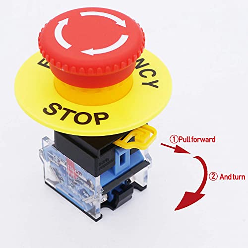 Twtade/Emergency Stop Red Sign Mushroom Push Button Switch Station 1 Nc 1 No 440V 10A Normally Closed Stop Switch Box La38-11Zs-Box #TOP3