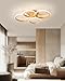 Dimmable LED Semi Flush Mount Ceiling Light Fixture with Remote Control 3-Color Dimming Circle Modern Light, Close to Ceiling Bedroom Kitchen Hallways Balcony Corridor Lamp (4 Ring LightWood)