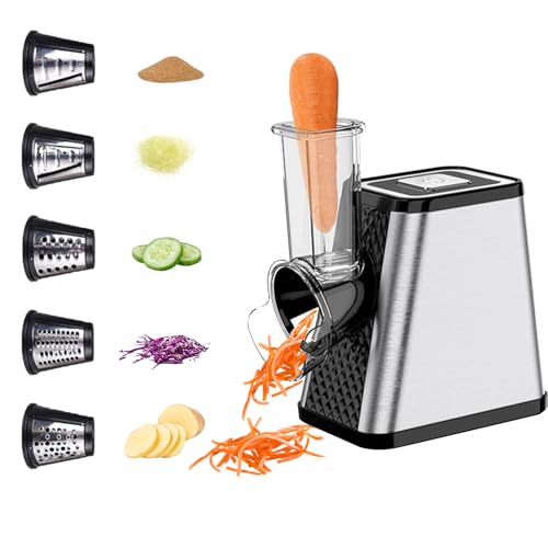 5 en 1 Râpe a Légumes Électrique, Coupe-légumes électrique 800W, Hachoir Électrique & Trancheuse de Légumes & Râpe à Fromage, pour Fromage, Carottes,...
