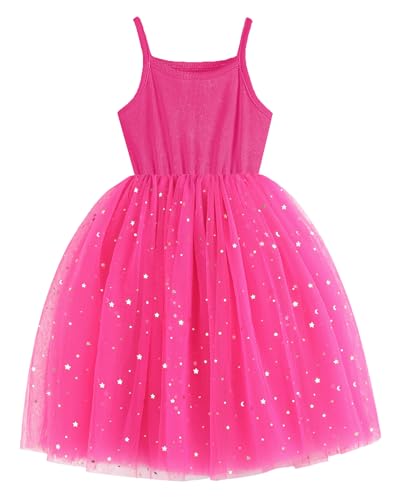 Image of GSVIBK Baby Girls Tutu Dress Sleeveless Toddler Cotton Tulle Skirt Princess Party Prom Dresses