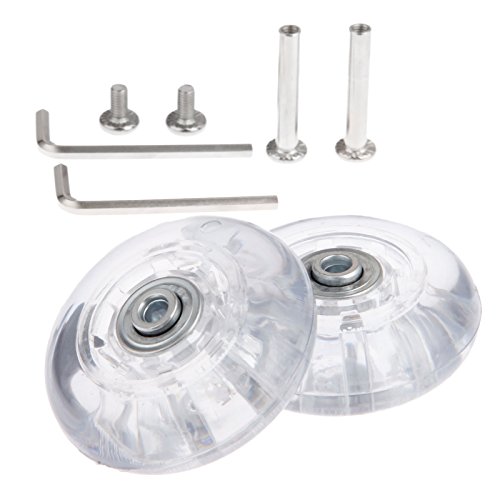 Mtsooning 2Set 68x24mm Gepäck Transparent Koffer Ersatzräder mit Achsen Schraubenschlüssel Reparaturlager