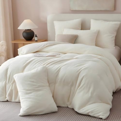 Tospass Plüsch Bettwäsche 220x240cm Weiß Teddy Fleece Cashmere Touch...