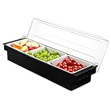 kinsong KINSONG Ice Chilled Serving Tray Condiment Pots 3 Compartment Condiment Server Caddy (Black,...