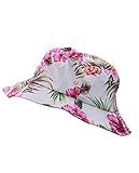 NYFASHION101 Unisex Satin Lined Floral Pattern Cotton Bucket Hat, Pink, M