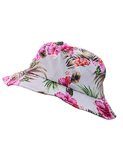 NYFASHION101 Unisex Satin Lined Floral Pattern Cotton Bucket Hat, Pink, M