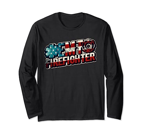 EMT SME Fire Rescue USA vigile del fuoco Distressed bandiera americana Maglia a Manica