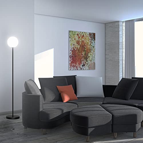 Ralbay Matte Black Globe Floor Lamp, Mid Century Modern Frosted Glass Floor Lamp, Modern Tall Pole Standing Light, Led Floor Lamp For Home Office, Indoor Milky Glass Sphere Floor Lamp(Bulb Excluded) #TOP6