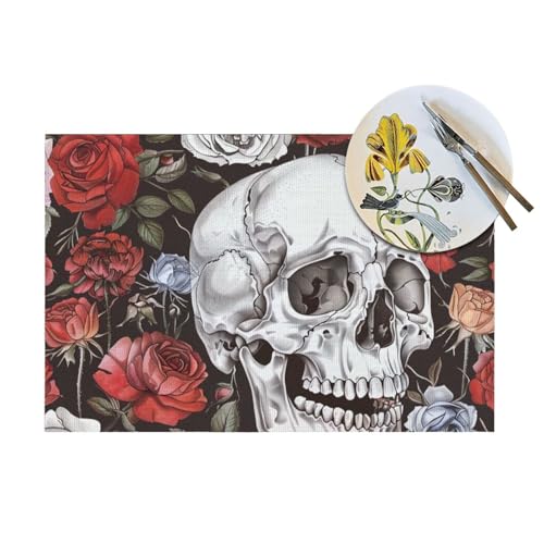 Set de table en PVC tête de mort florale pour des repas de caractère stylés - 5
