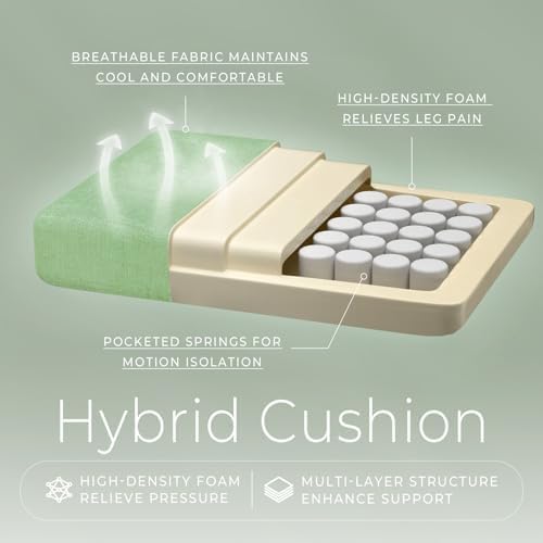 Ergonomic Gaming Chair with Heating, 360° Swivel, Pocket Spring Comfort, High Back Office Chair for Adults, Supports 350 lbs, Green, Ideal for Gaming & Work