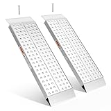 FACHNUO Stabile Aluminium-Rampen 100x30 cm | Laderampe, 680 kg Tragfähigkeit, rutschfest für Schuppen/Rasenmäher | Für Schneefräsen, Motorräder, Crossbikes & ATVs | 2er-Set, Silber