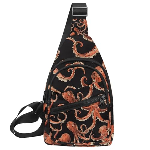 Sac à dos à bandoulière pieuvre pour sport et voyage avec sangle réglable