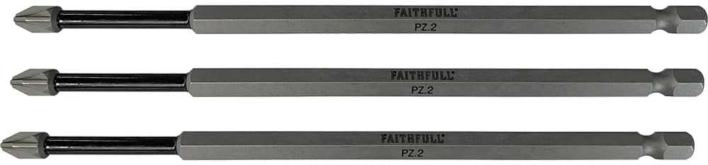 Pozidriv Impact Screwdriver Bits PZ2 x 150mm (Pack 3)
