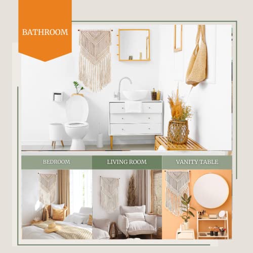 Livalaya Boho Macrame Woven Wall Hanging Beige 16 In X 36 In Modern Bohemian Tapestry Wall Art Decor For House, Apartment, Dorm, Bedroom, Nursery, Party Decorations, Wedding, Wall Ornament #TOP2